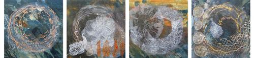 Mixed media mono prints Set of 4